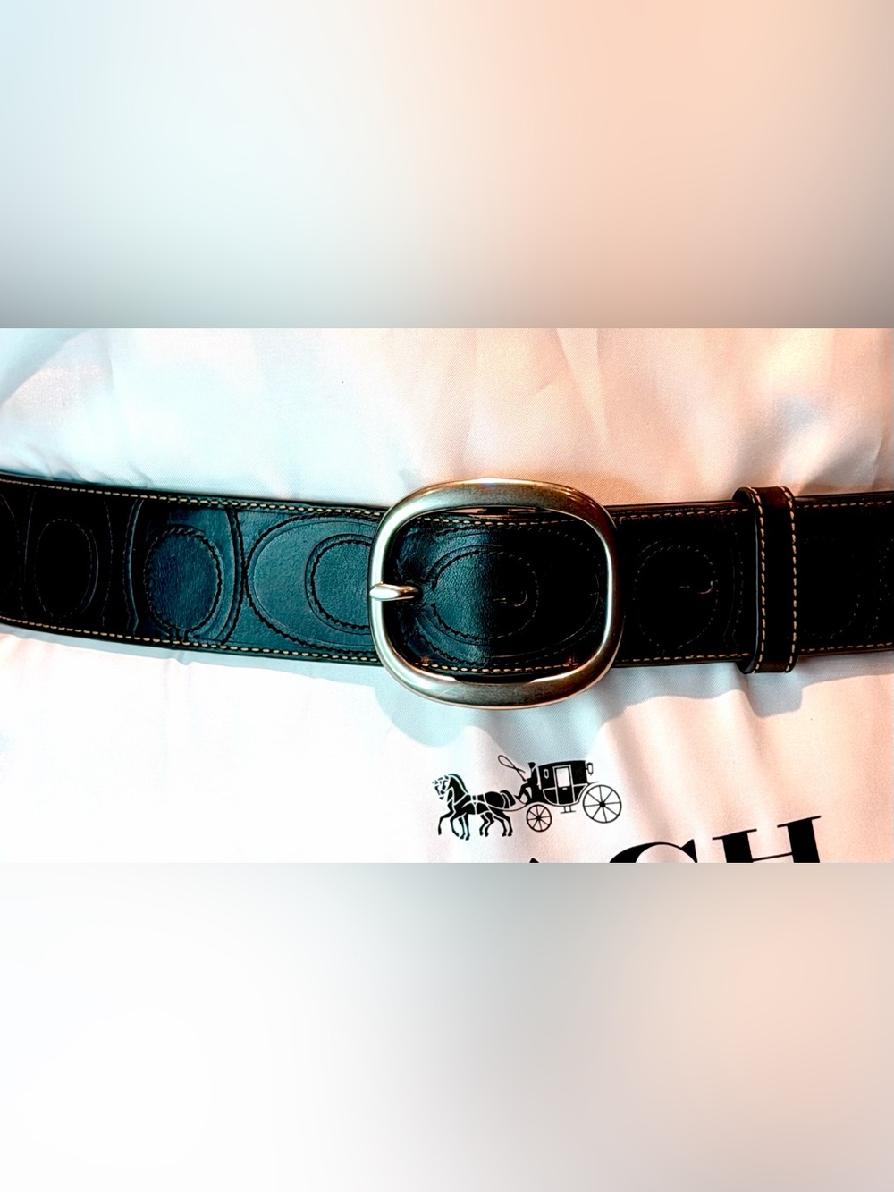 Coach 2018 Signature Embossed Buckle Belt (#C8 90080) Large